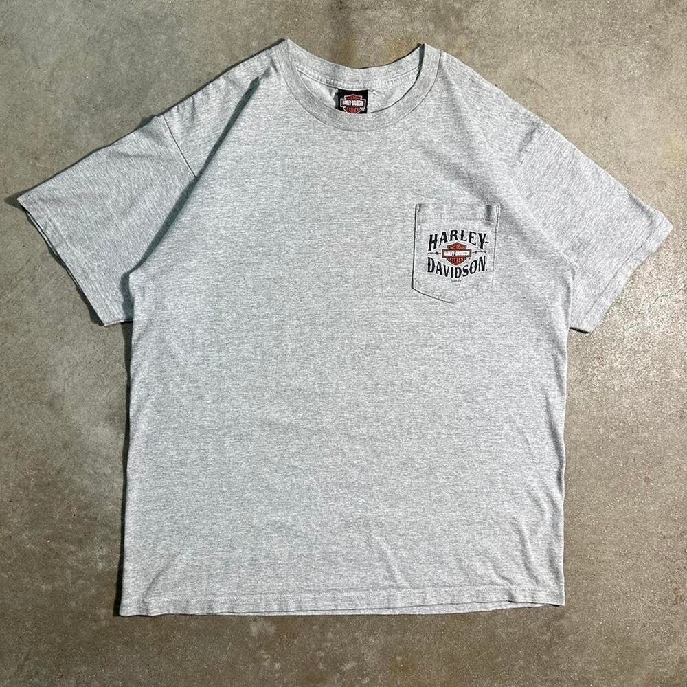 Y2K 2007 Harley Davidson Pompano Beach Florida Pocket Tee Mens XL Biker Shirt